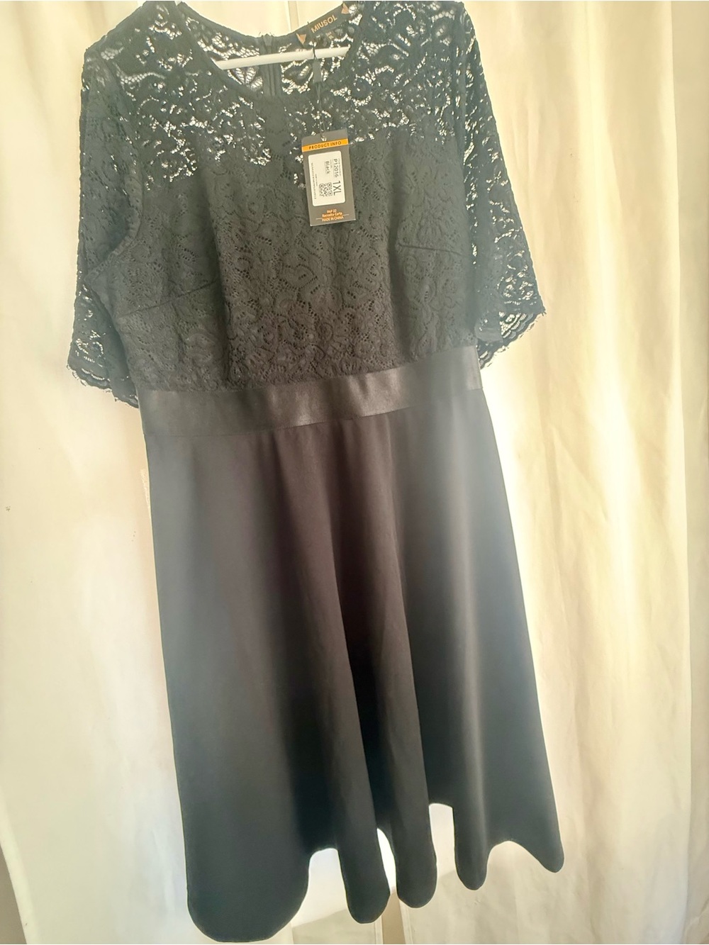 Miusol Black Lace Bodice Midi Dress